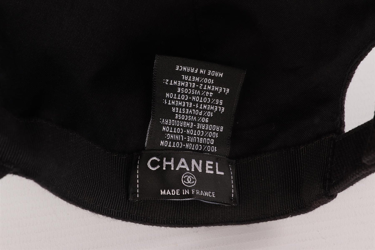 CHANEL BLACK COTTON BASEBALL CAP ONE SIZE