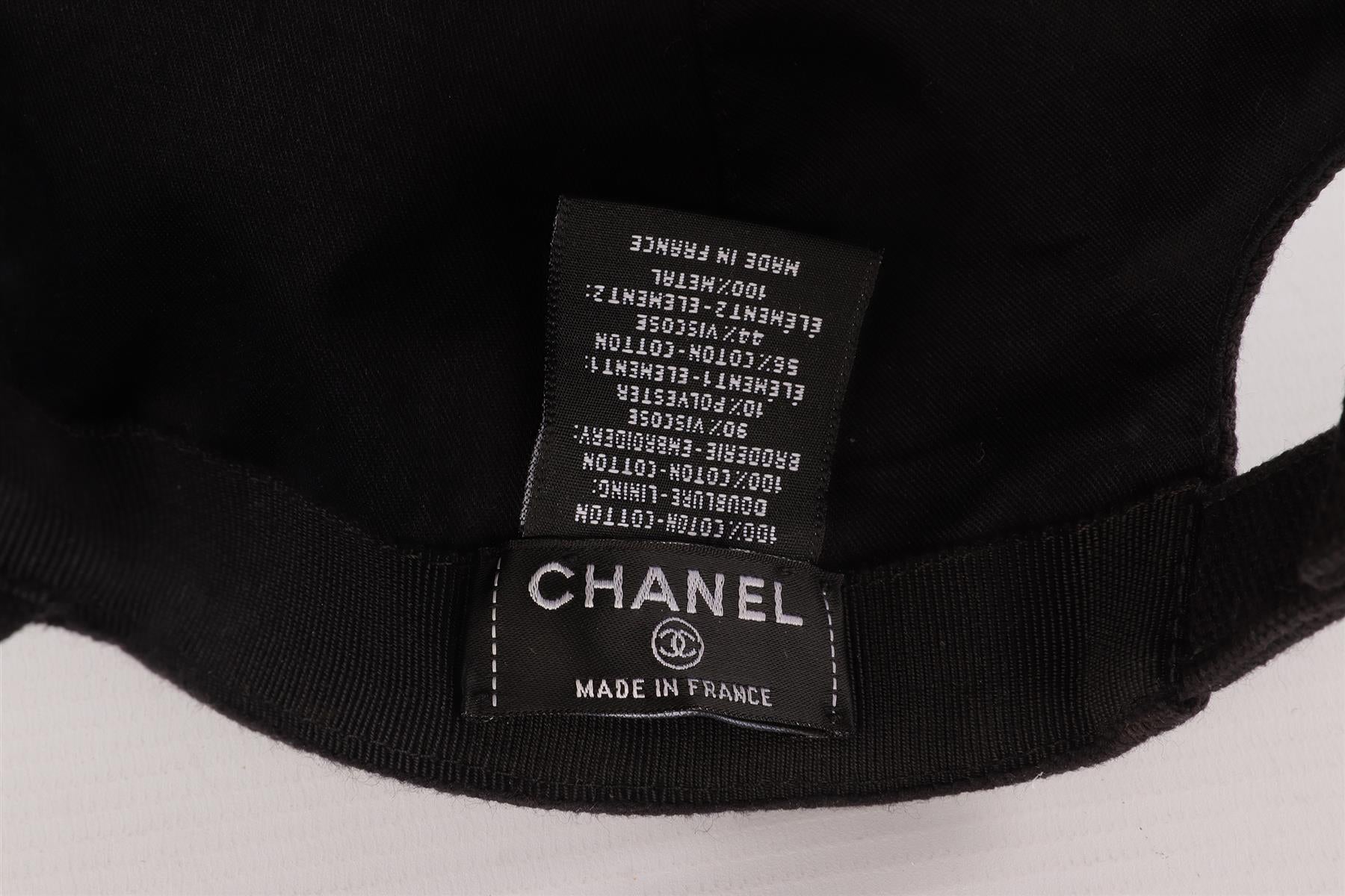 CHANEL BLACK COTTON BASEBALL CAP ONE SIZE