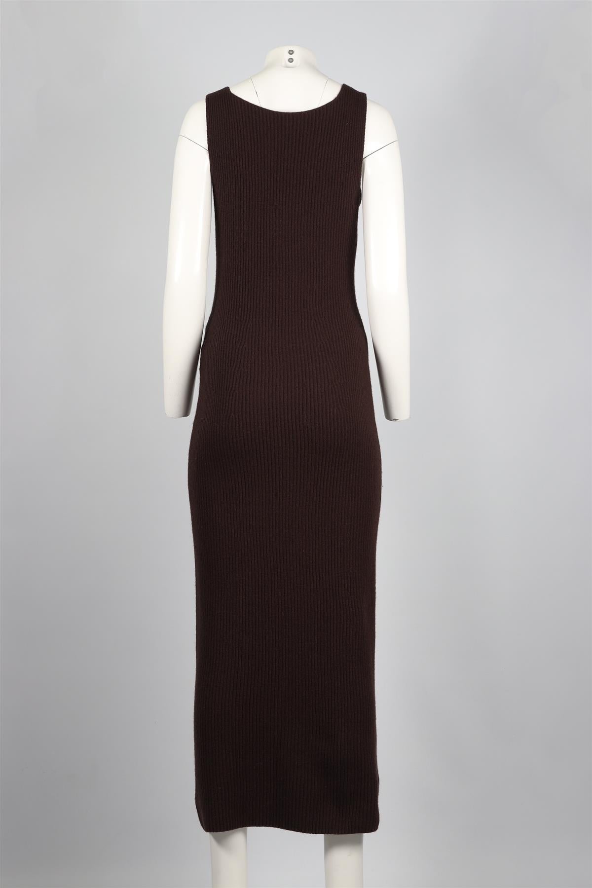 LVIR BROWN WOOL MIDI DRESS SMALL