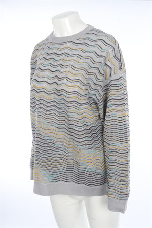 M MISSONI SILVER WOOL SWEATER XLARGE