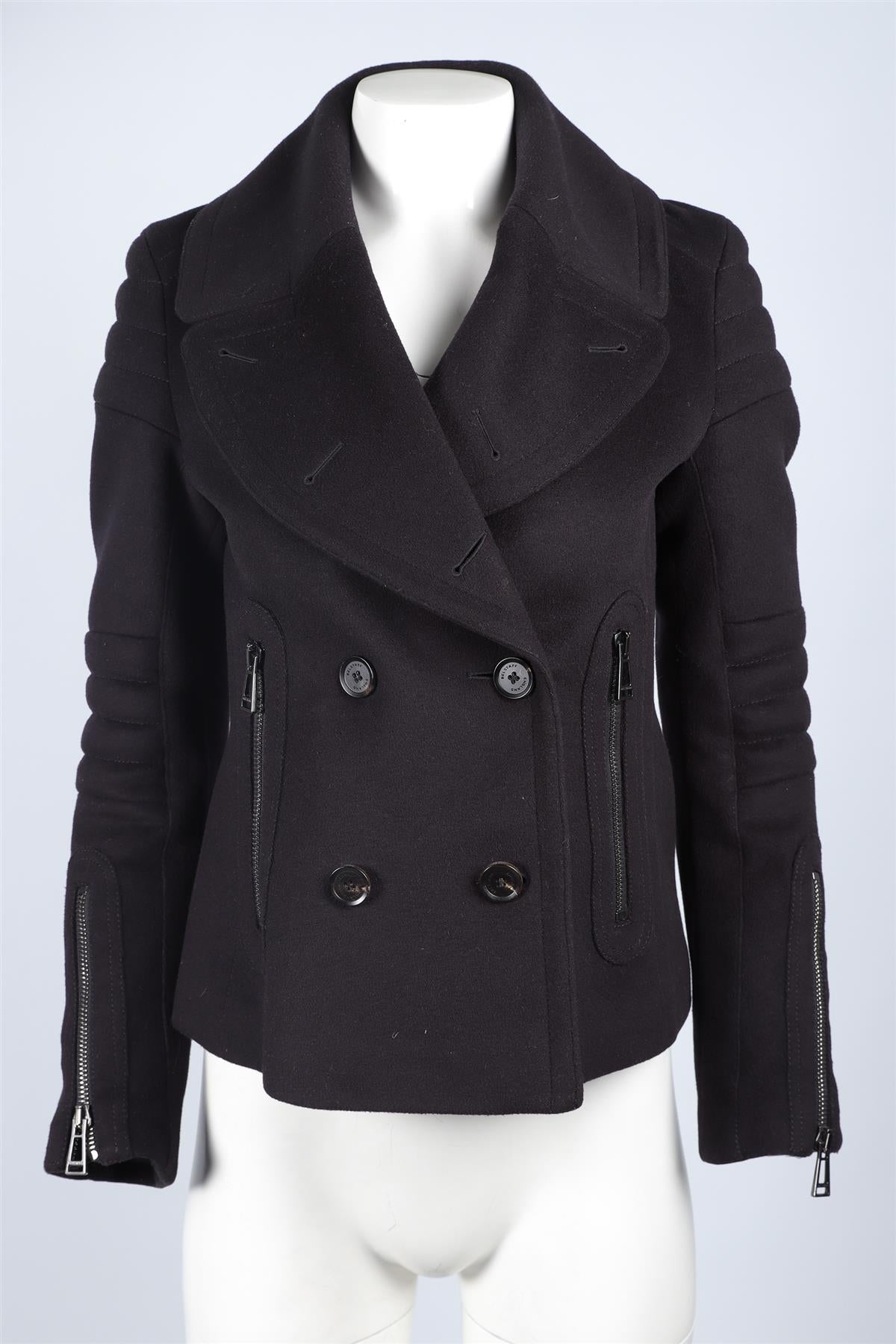 BELSTAFF BLACK WOOL COAT IT 40 UK 8