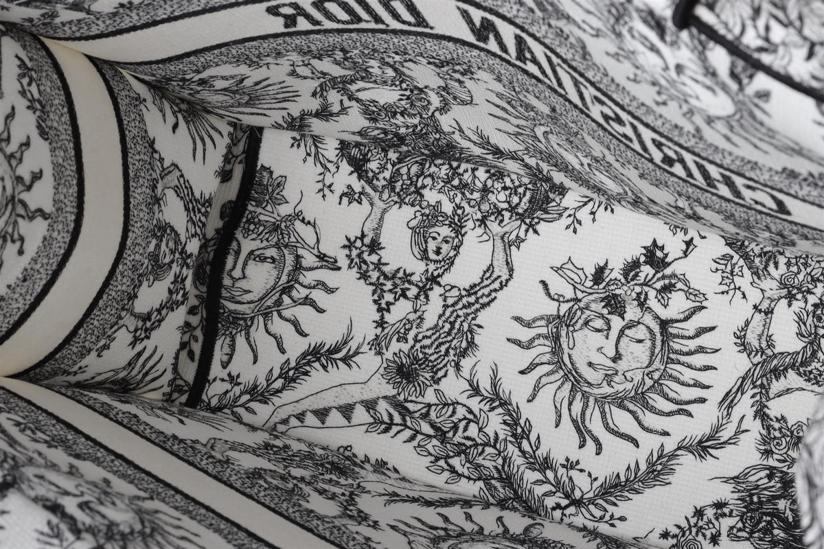 CHRISTIAN DIOR WHITE BOOK LARGE TOILE DE JOUY SOLEIL CANVAS TOTE BAG