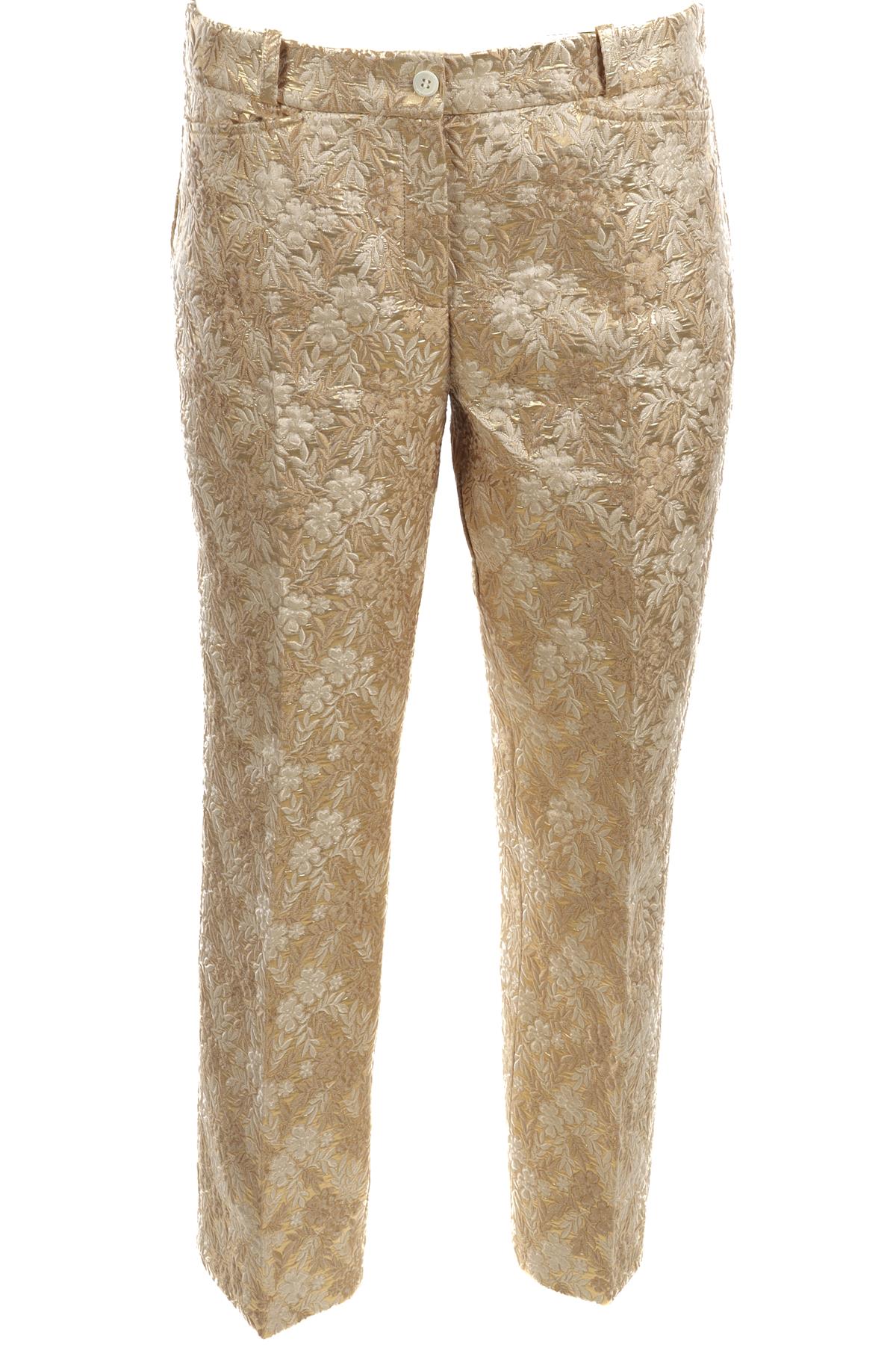 MICHAEL KORS COLLECTION GOLD JACQUARD STRAIGHT LEG PANTS IT 42 UK 10