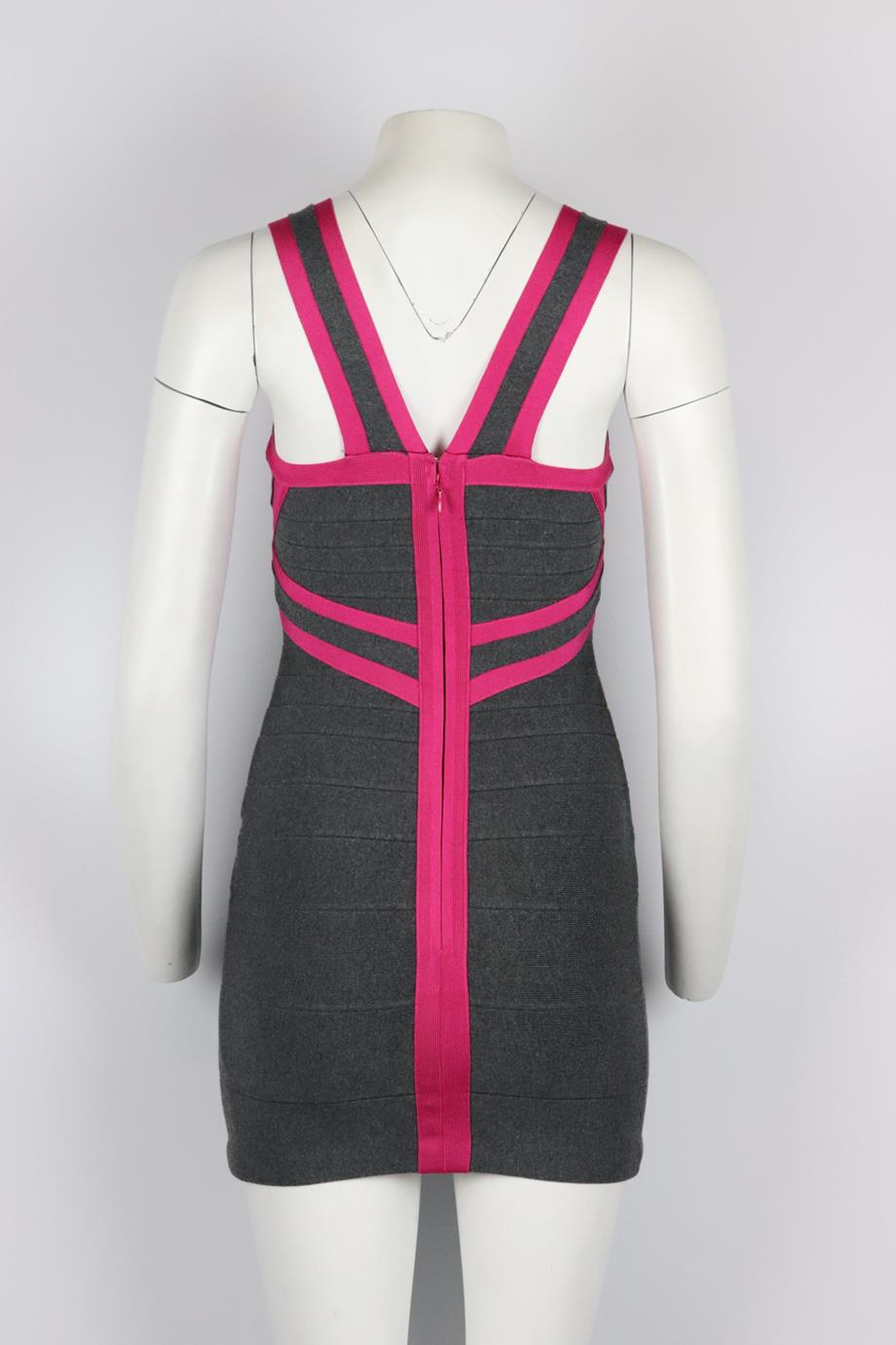 HERVE LEGER TWO TONE BANDAGE MINI DRESS SMALL