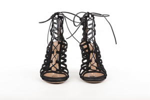 GIANVITO ROSSI BLACK SUEDE SANDALS EU 37 UK 4 US 7