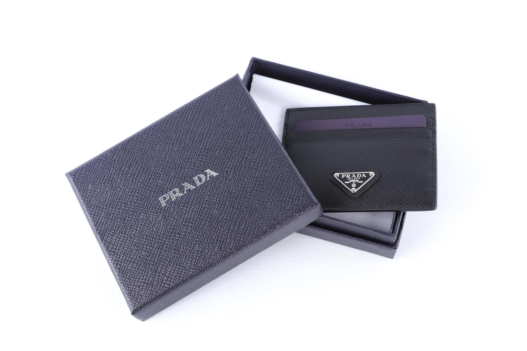 PRADA BLACK LEATHER CARD HOLDER
