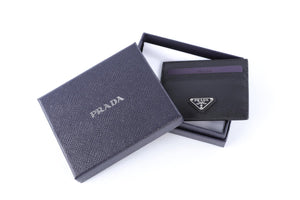PRADA BLACK LEATHER CARD HOLDER
