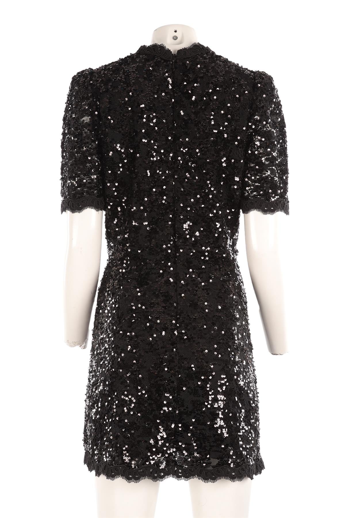 REBECCA VALLANCE BLACK SEQUIN MINI DRESS UK 14