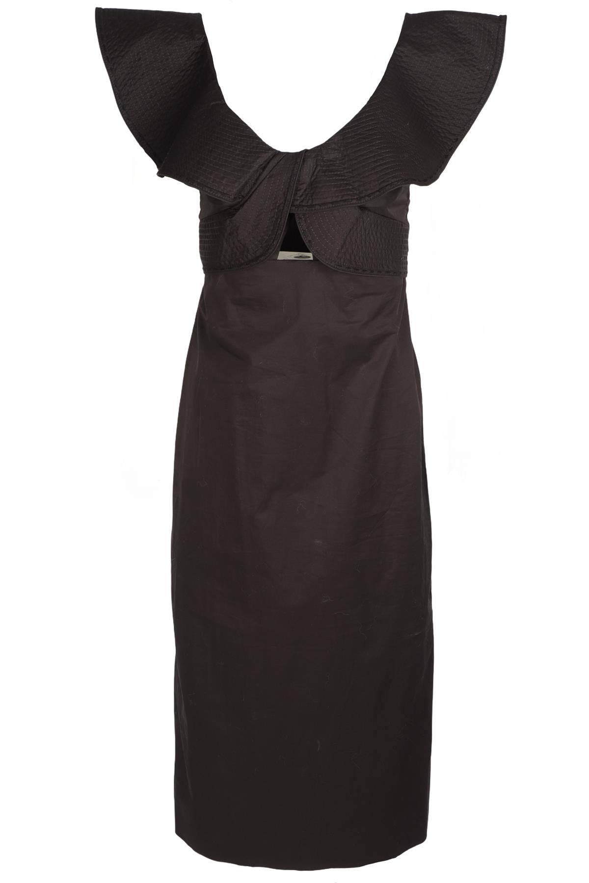 JOHANNA ORTIZ BLACK COTTON MIDI DRESS US 4 UK 8