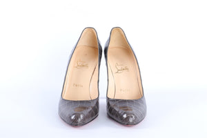 CHRISTIAN LOUBOUTIN GREY LEATHER SNAKESKIN PUMPS EU 39.5 UK 6.5 US 9.5