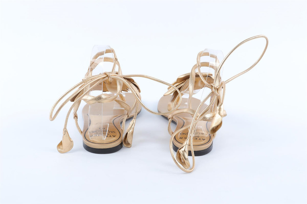 VALENTINO GARAVANI GOLD LEATHER SANDALS EU 37.5 UK 4.5 US 7.5