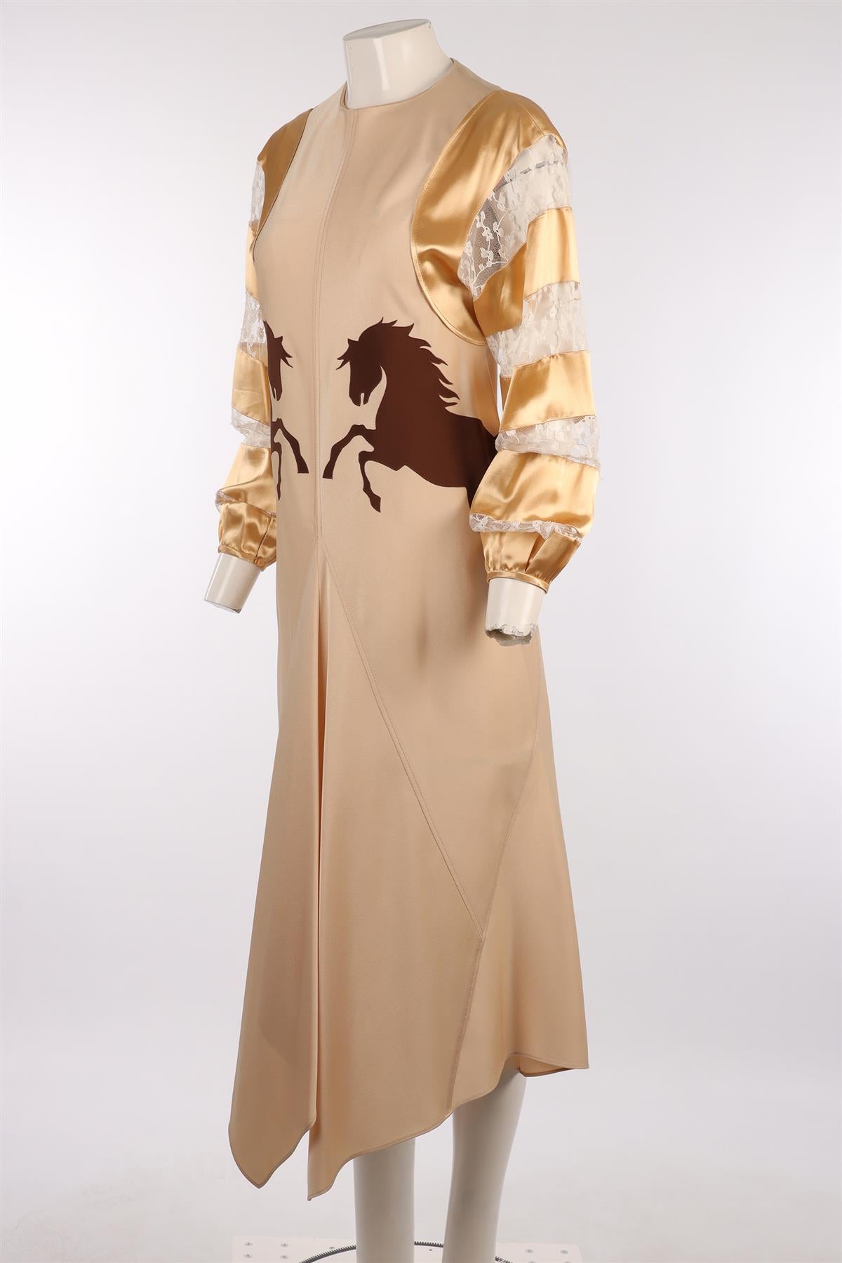CHLOÉ BEIGE SATIN MAXI DRESS FR 38 UK 10
