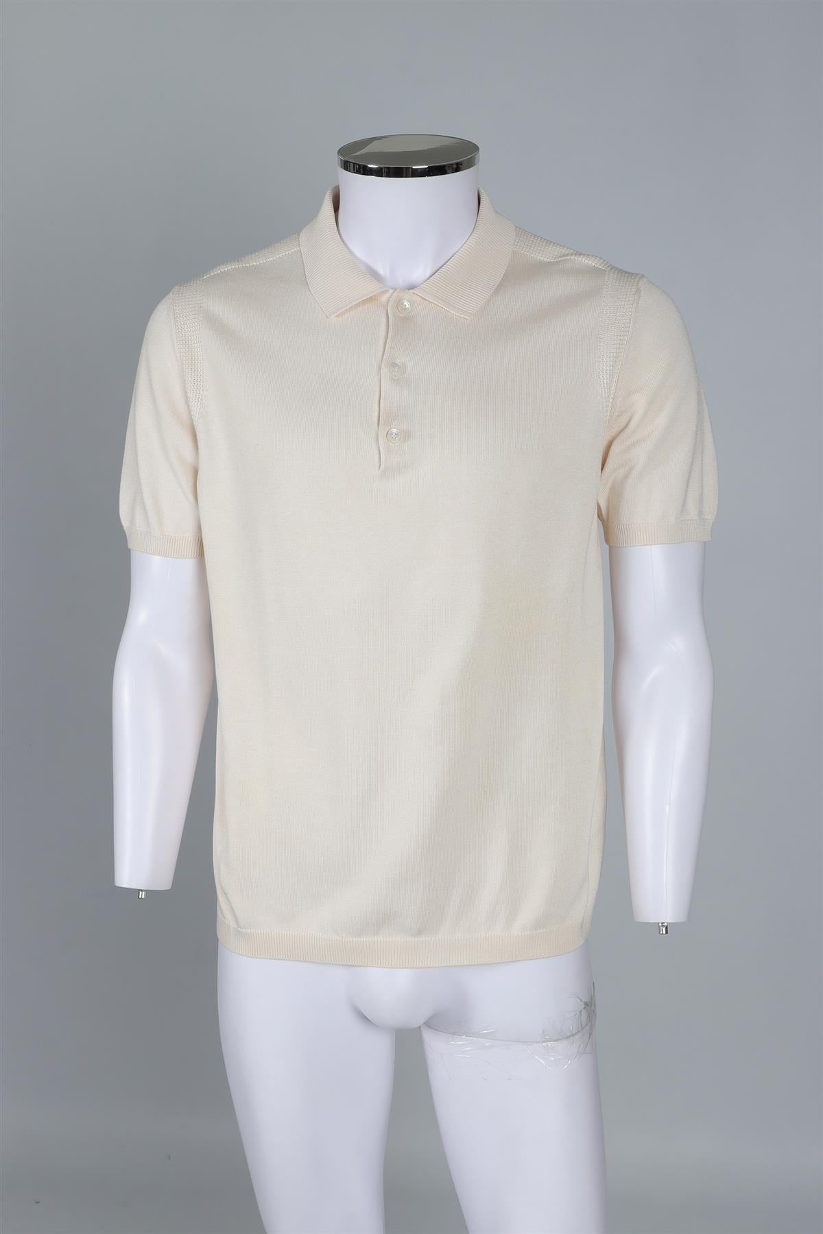 BERLUTI CREAM MEN'S COTTON POLO SHIRT
