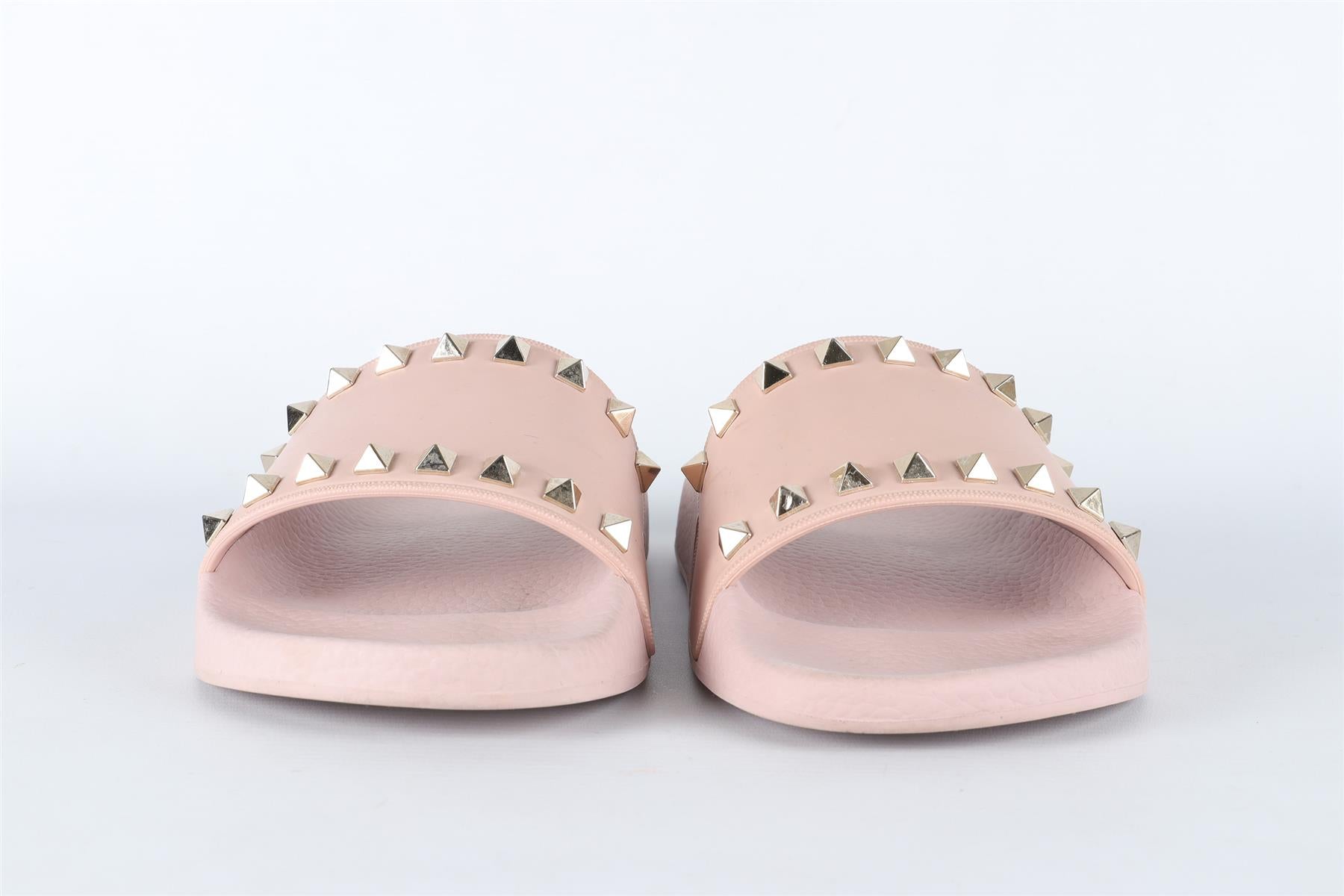 VALENTINO GARAVANI PINK ROCKSTUD RUBBER SLIDES EU 38 UK 5 US 8