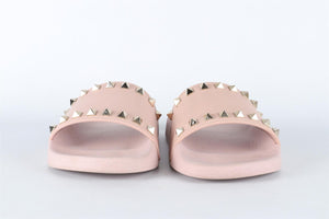 VALENTINO GARAVANI PINK ROCKSTUD RUBBER SLIDES EU 38 UK 5 US 8