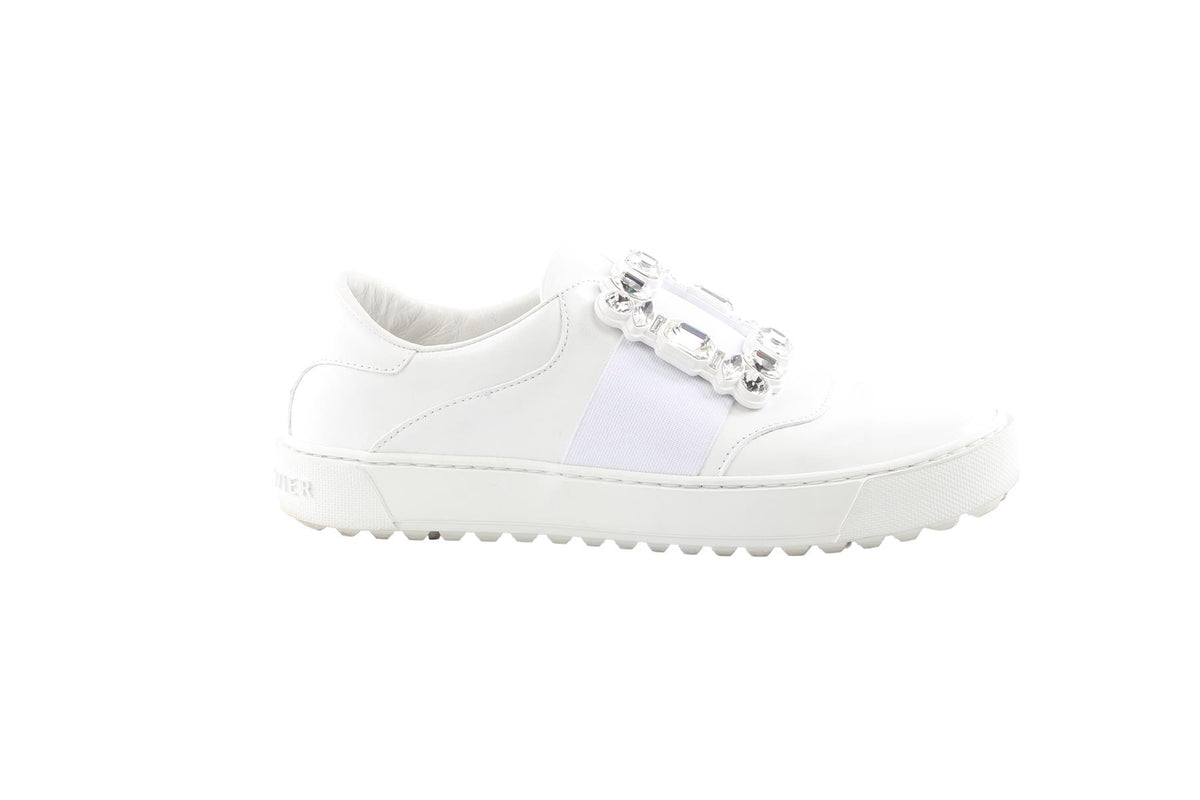 WHITE CRYSTAL AND LEATHER SNEAKERS