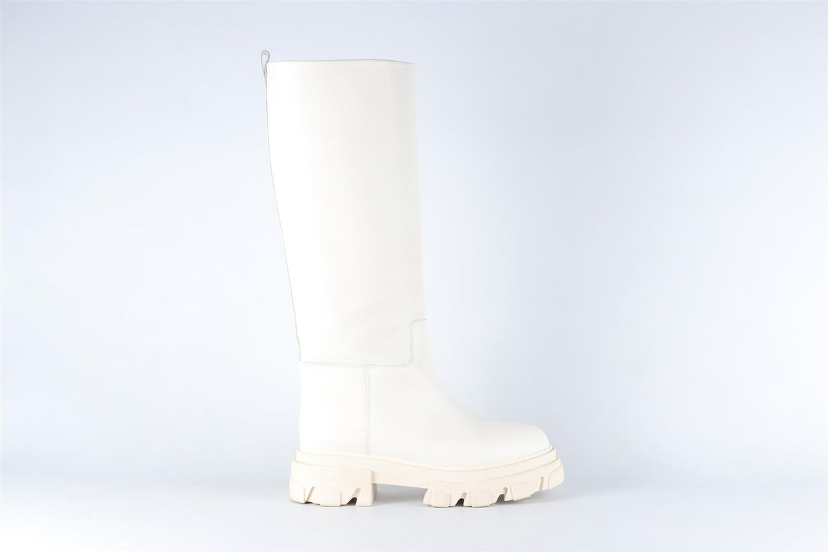 GIA + PERNILLE TEISBAEK WHITE LEATHER KNEE HIGH BOOTS EU 38 UK 5 US 8