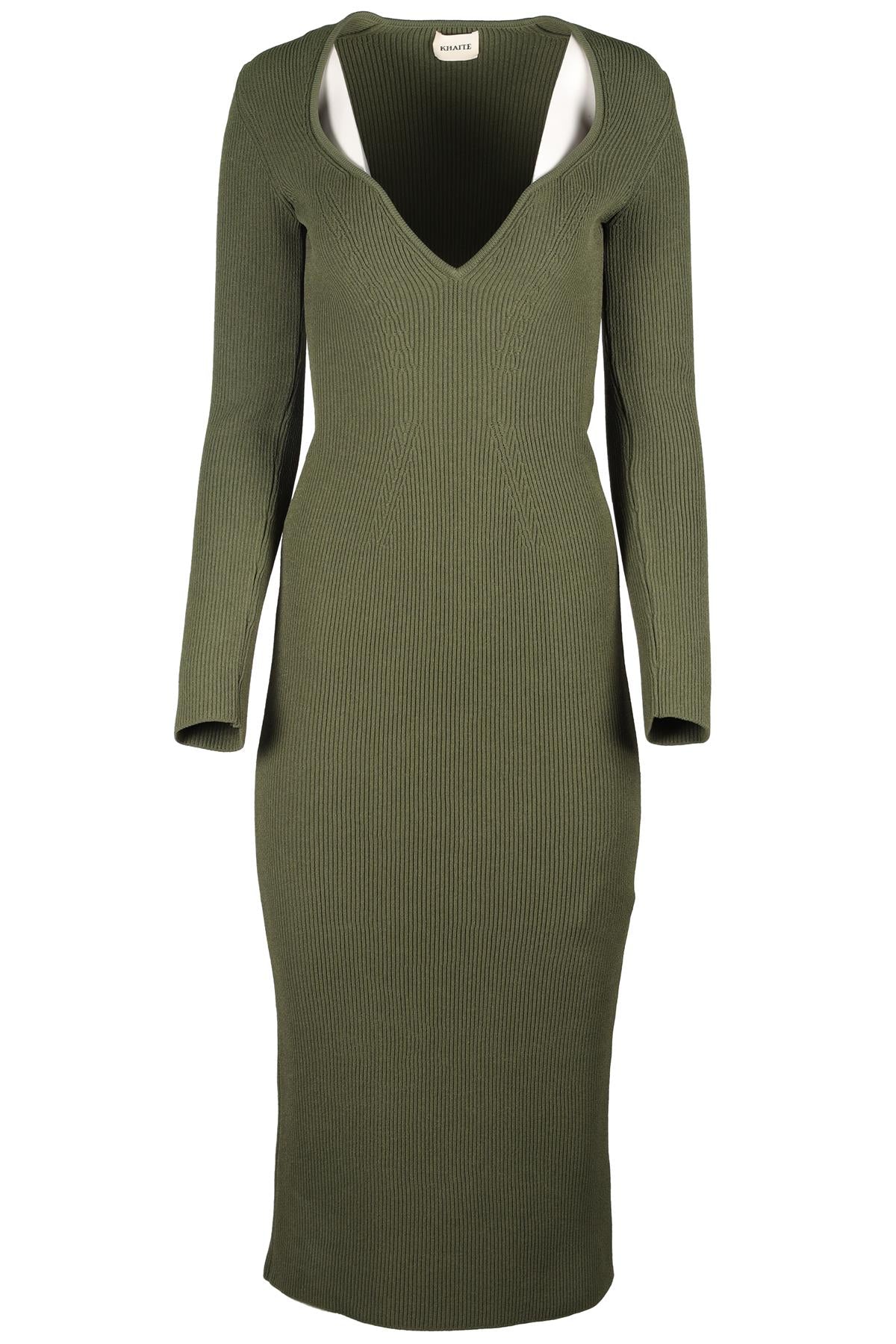 KHAITE GREEN KNIT MAXI DRESS LARGE
