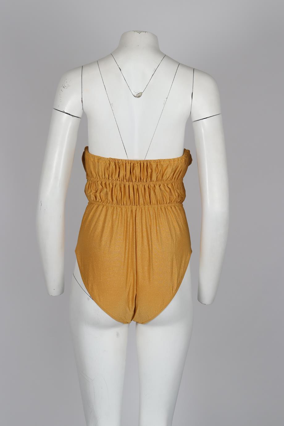 SOLID AND STRIPED BANDEAU SWIMSUIT XLARGE