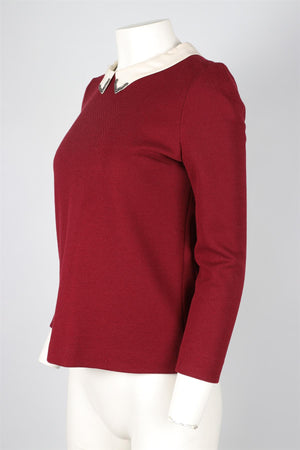 SANDRO RED WOOL TOP MEDIUM