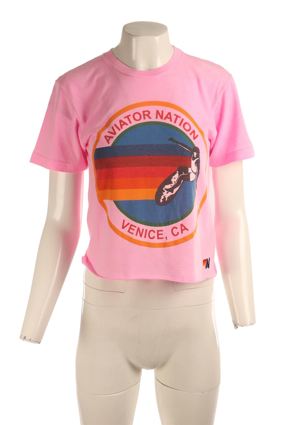 AVIATOR NATION PINK COTTON T-SHIRT XSMALL