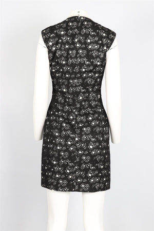 BALENCIAGA BLACK AND WHITE COTTON BLEND MINI DRESS FR 38 UK 10