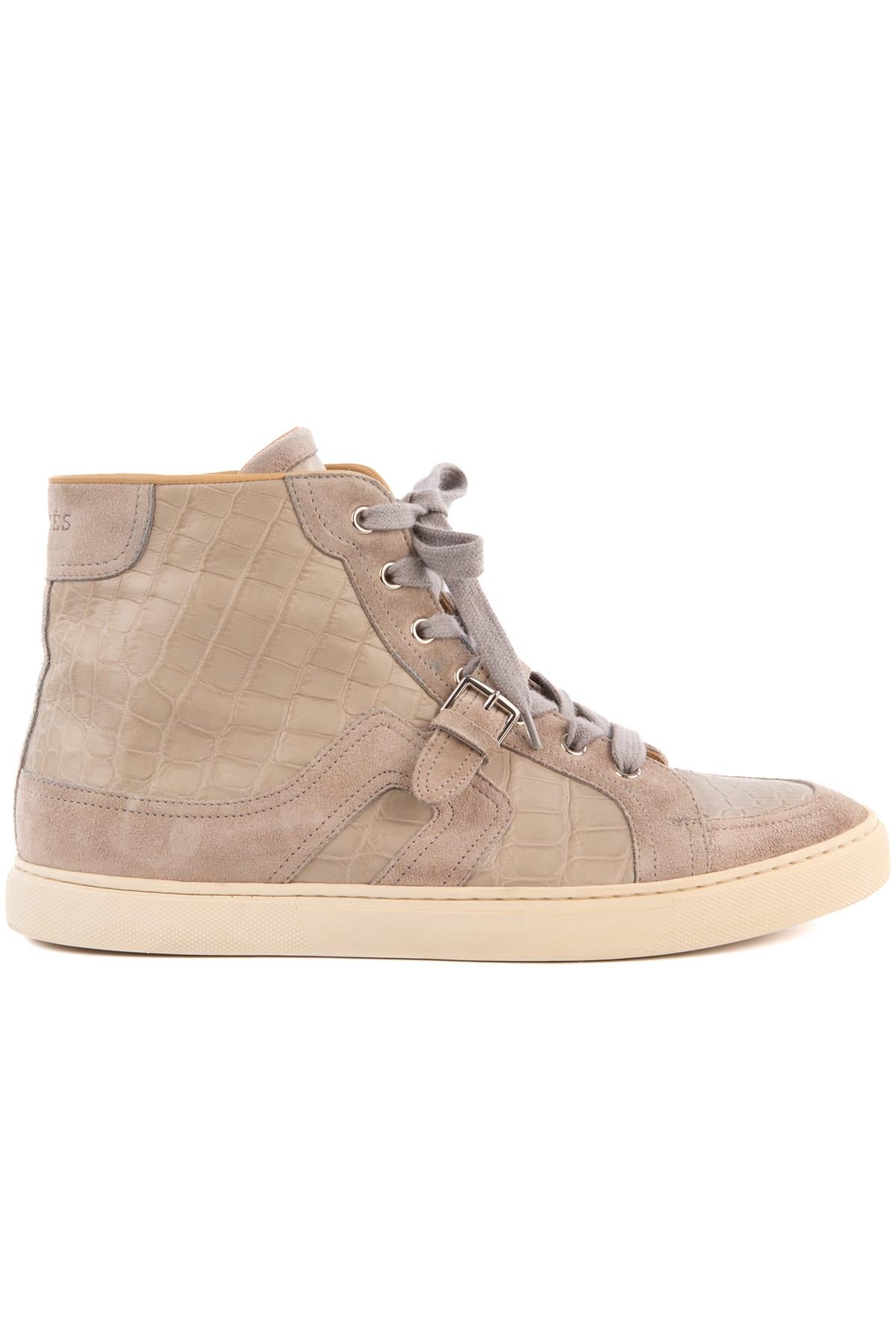 HERMÈS GREY MEN'S QUANTUM MATTE ALLIGATOR MISSISSIPPIENSIS SNEAKERS EU 42 UK 8 US 9