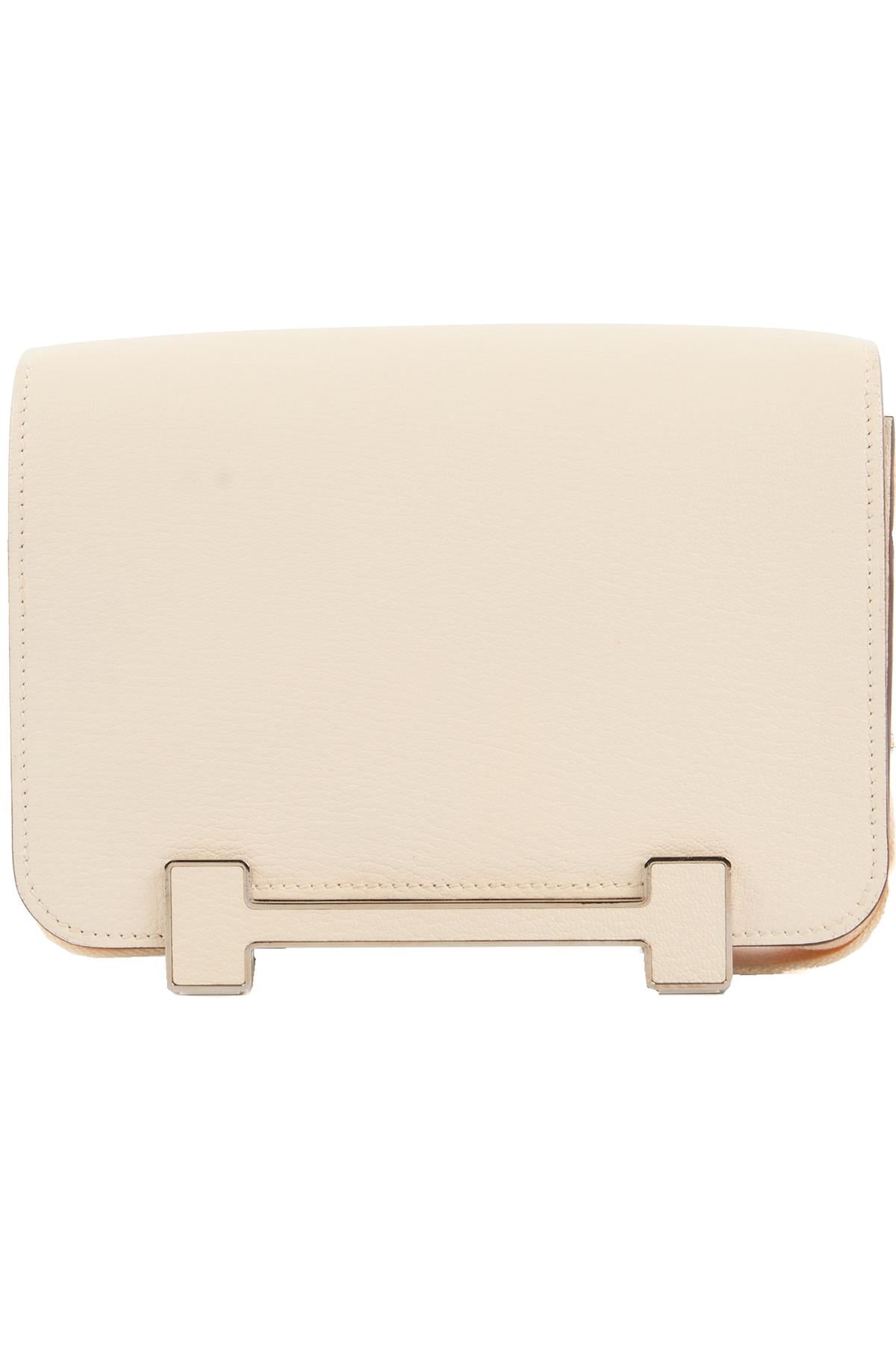 HERMÈS CREAM 2022 GETA CHEVRE LEATHER SHOULDER BAG IN NATA