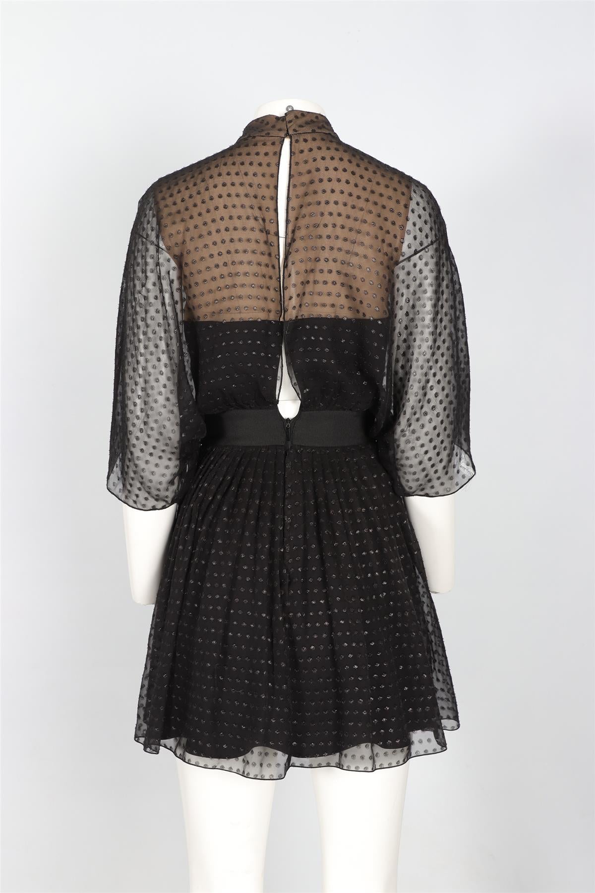 SAINT LAURENT BLACK SILK MINI DRESS FR 38 UK 10