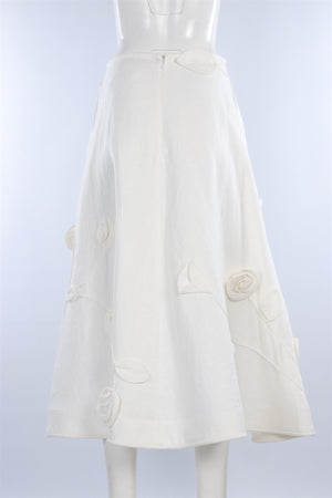 ZIMMERMANN WHITE LINEN MAXI SKIRT UK 10