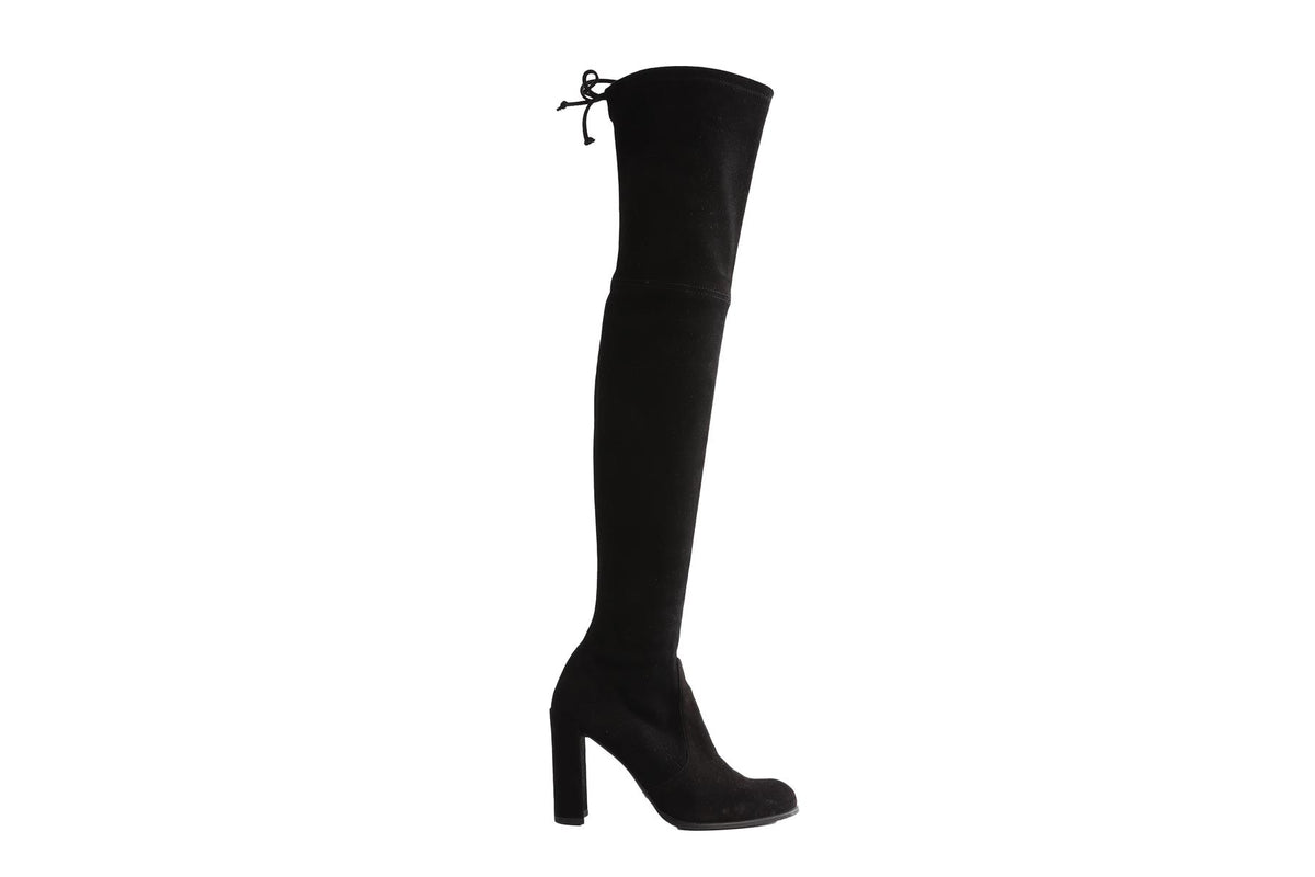 STUART WEITZMAN BLACK HIGHLAND SUEDE OVER THE KNEE BOOTS US 8.5 UK 5.5 EU 38.5
