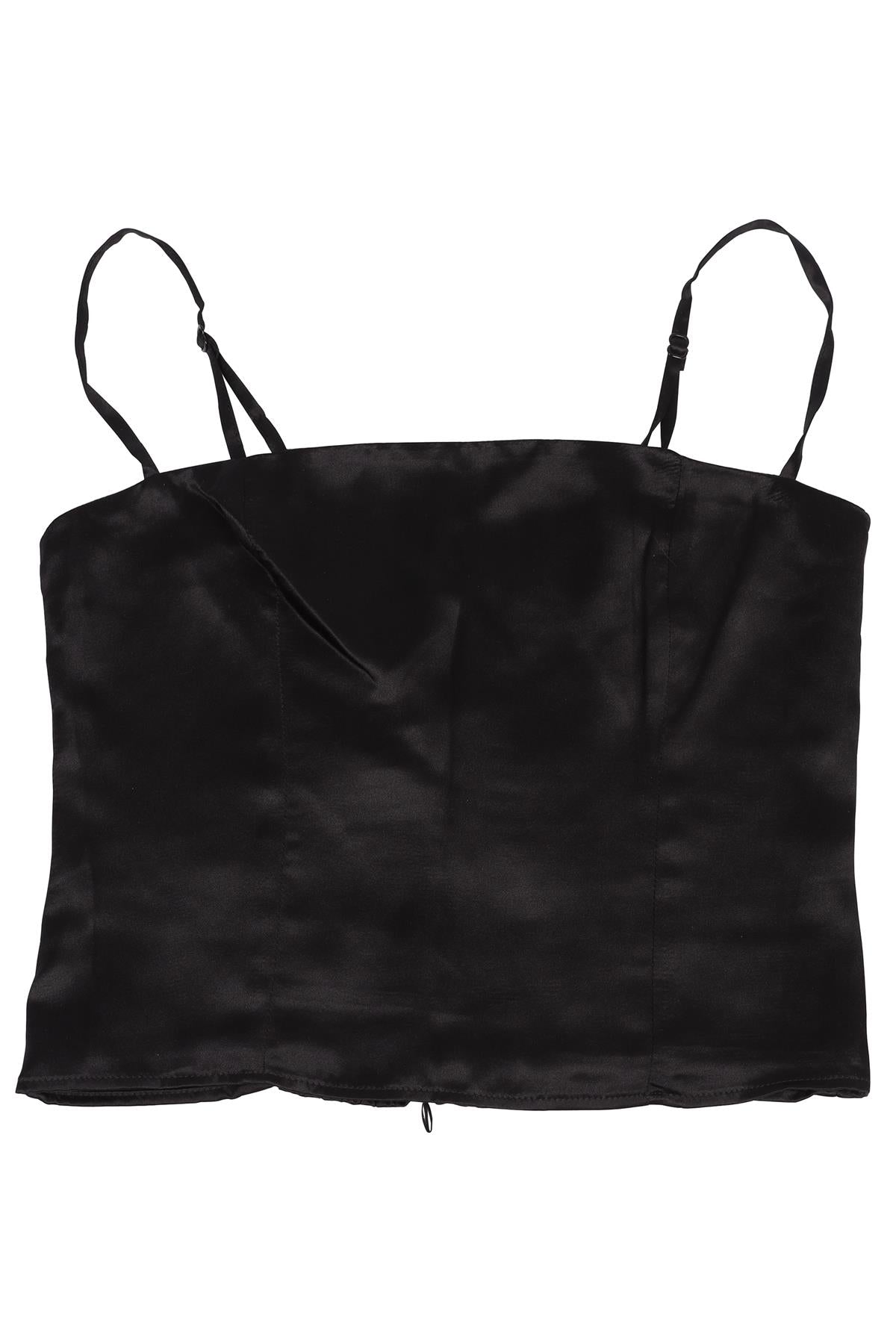 REFORMATION BLACK CROPPED SILK TOP US 0 UK 4