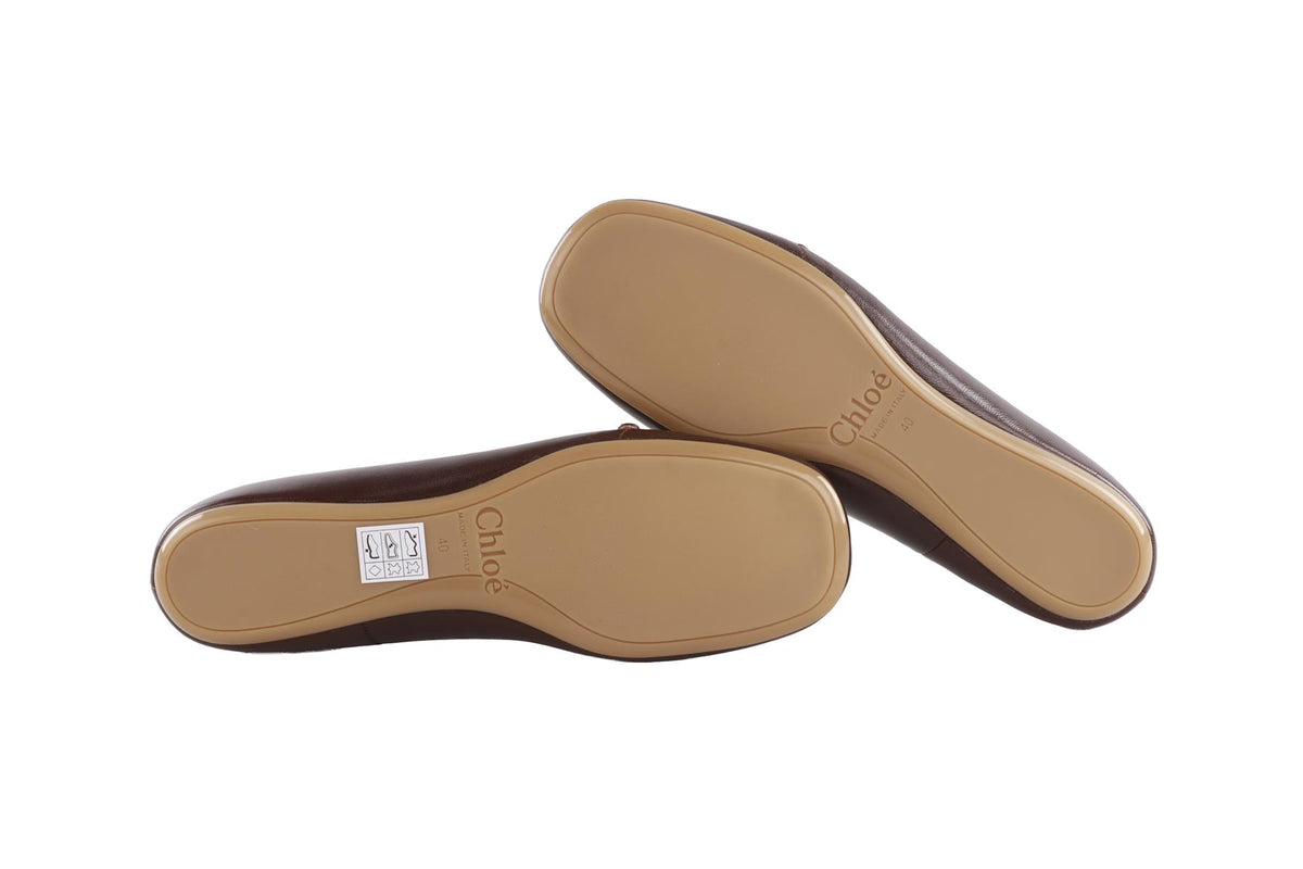 CHLOÉ BURGUNDY LEATHER BALLET FLATS EU 40 UK 7 US 10