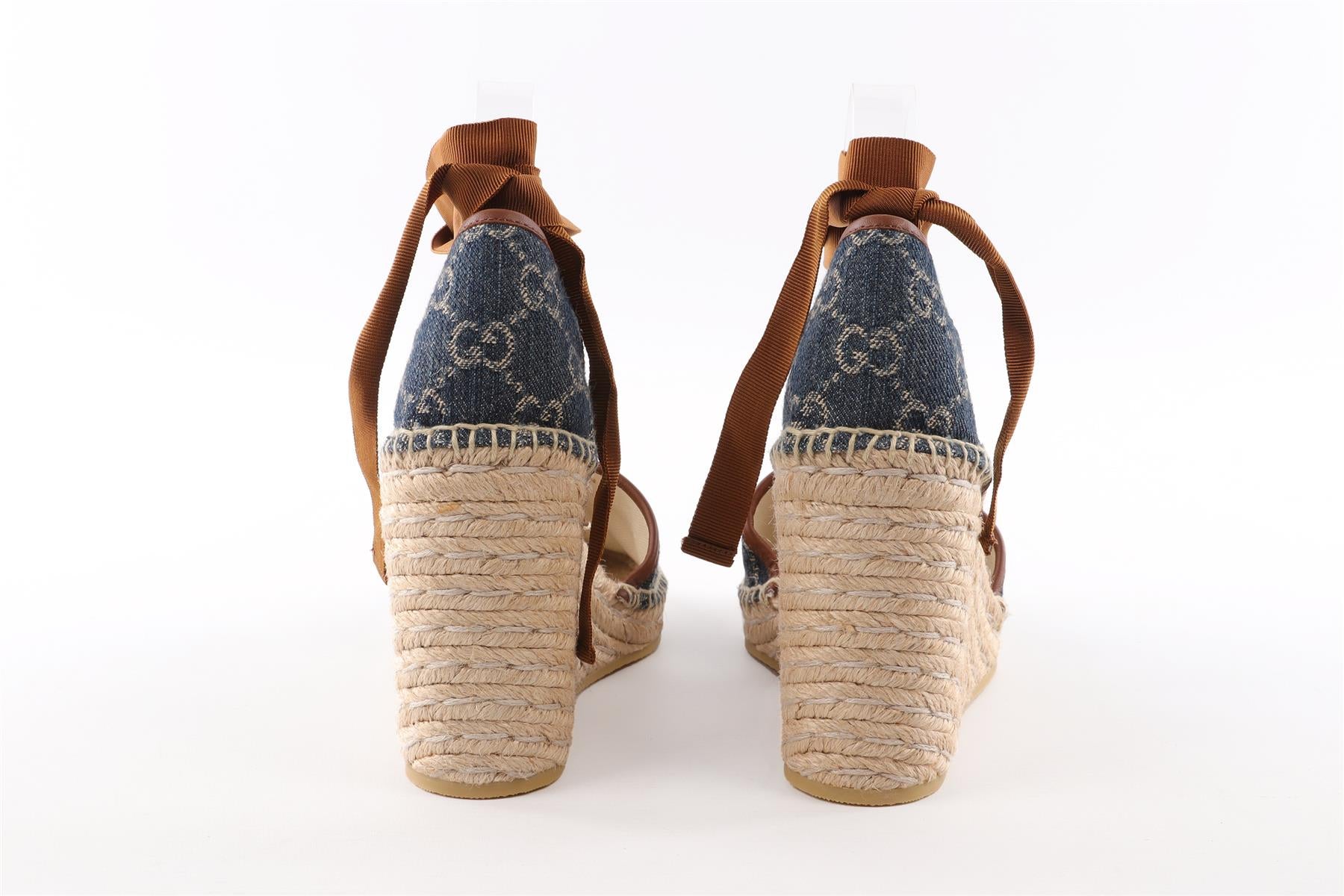 GUCCI BLUE DENIM WEDGE ESPADRILLES EU 38 UK 5 US 8