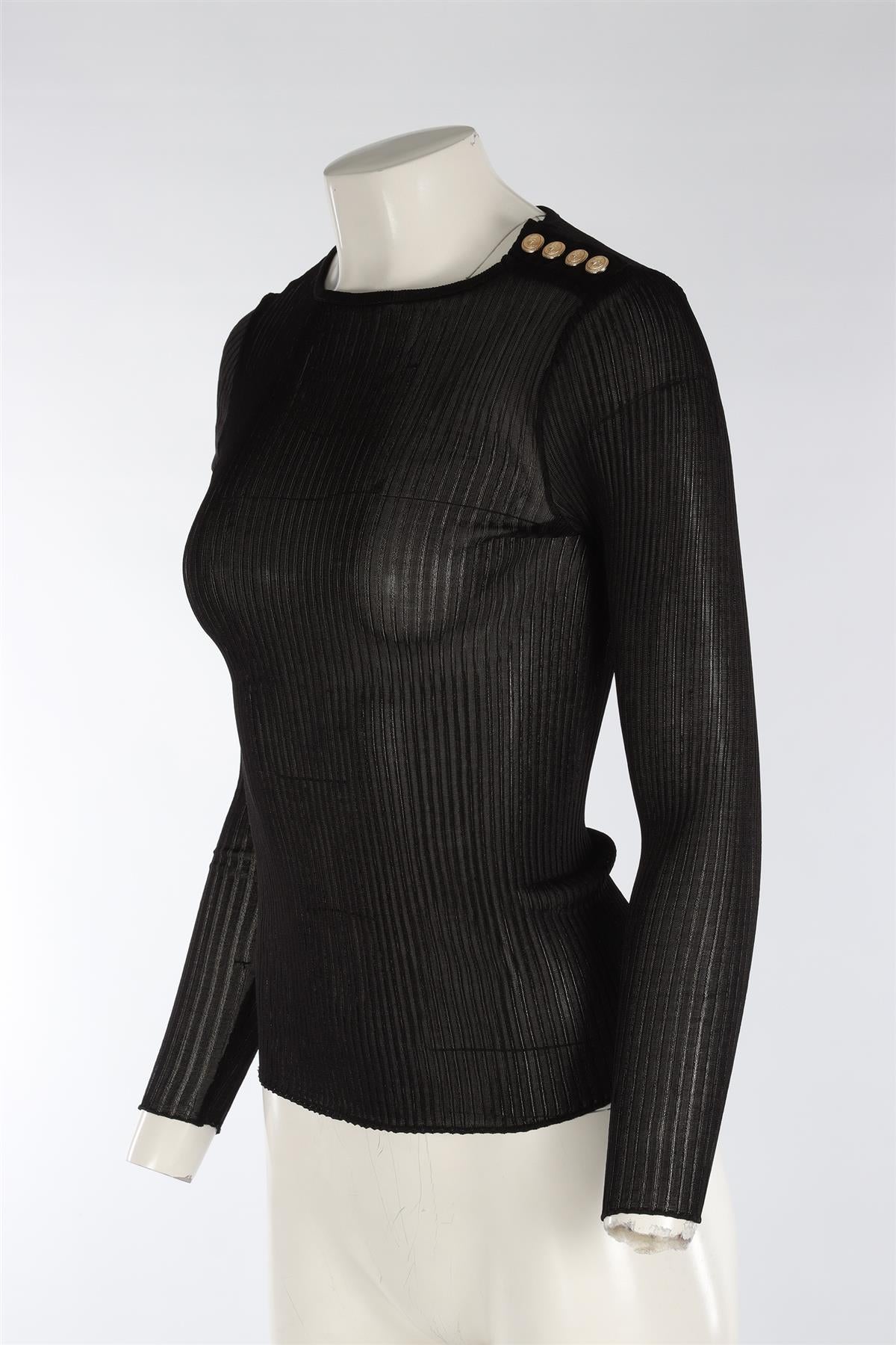BALMAIN BLACK KNIT TOP XSMALL