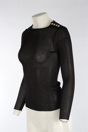 BALMAIN BLACK KNIT TOP XSMALL