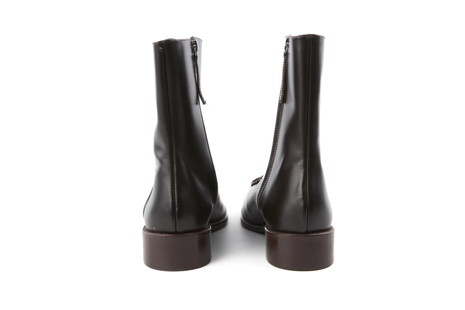 HEREU BROWN LEATHER ANKLE BOOTS EU 38 UK 5 US 8