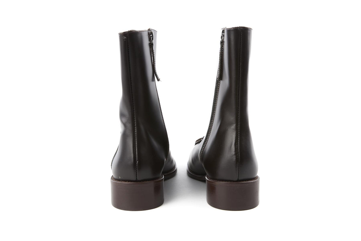 HEREU BROWN LEATHER ANKLE BOOTS EU 38 UK 5 US 8
