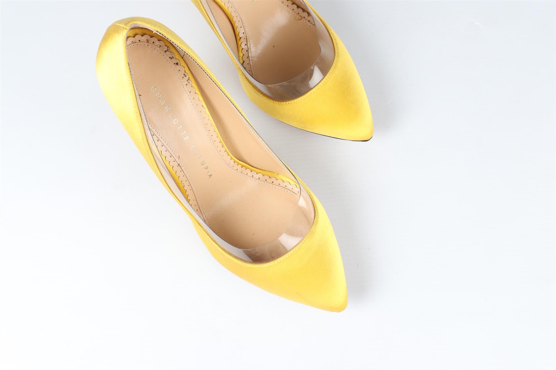 CHARLOTTE OLYMPIA YELLOW SATIN PUMPS EU 36.5 UK 3.5 US 6.5