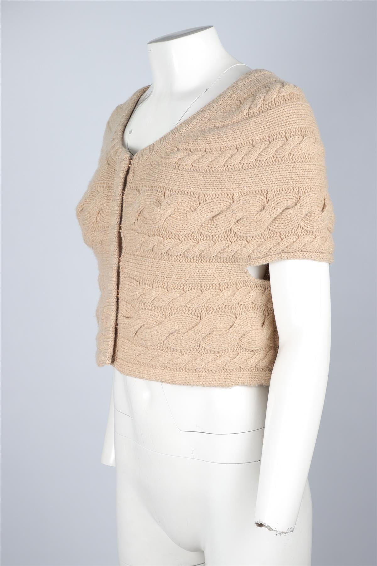 MAX MARA BEIGE WOOL CARDIGAN MEDIUM