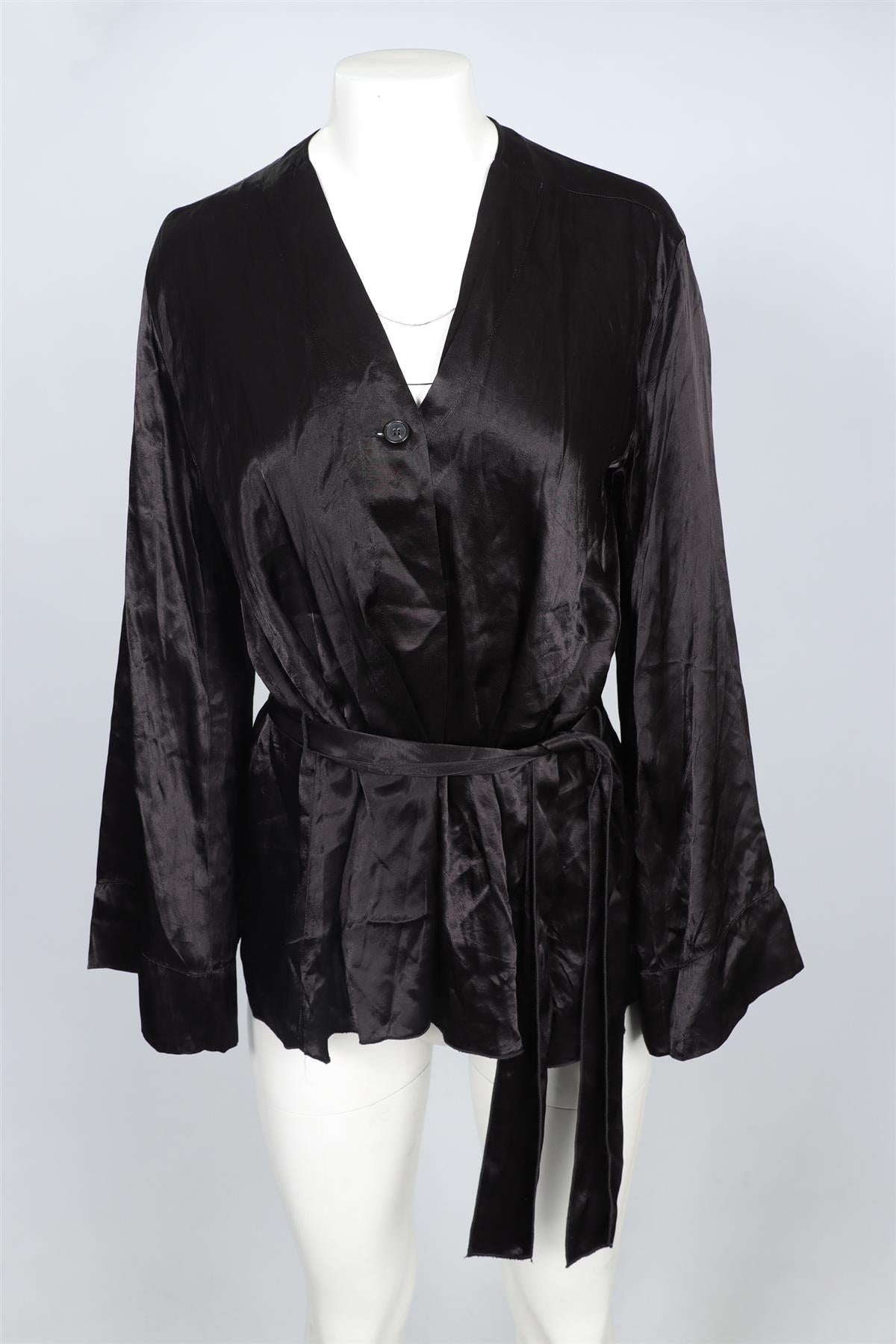 GIADA FORTE BLACK SATIN TOP IT 42 UK 10