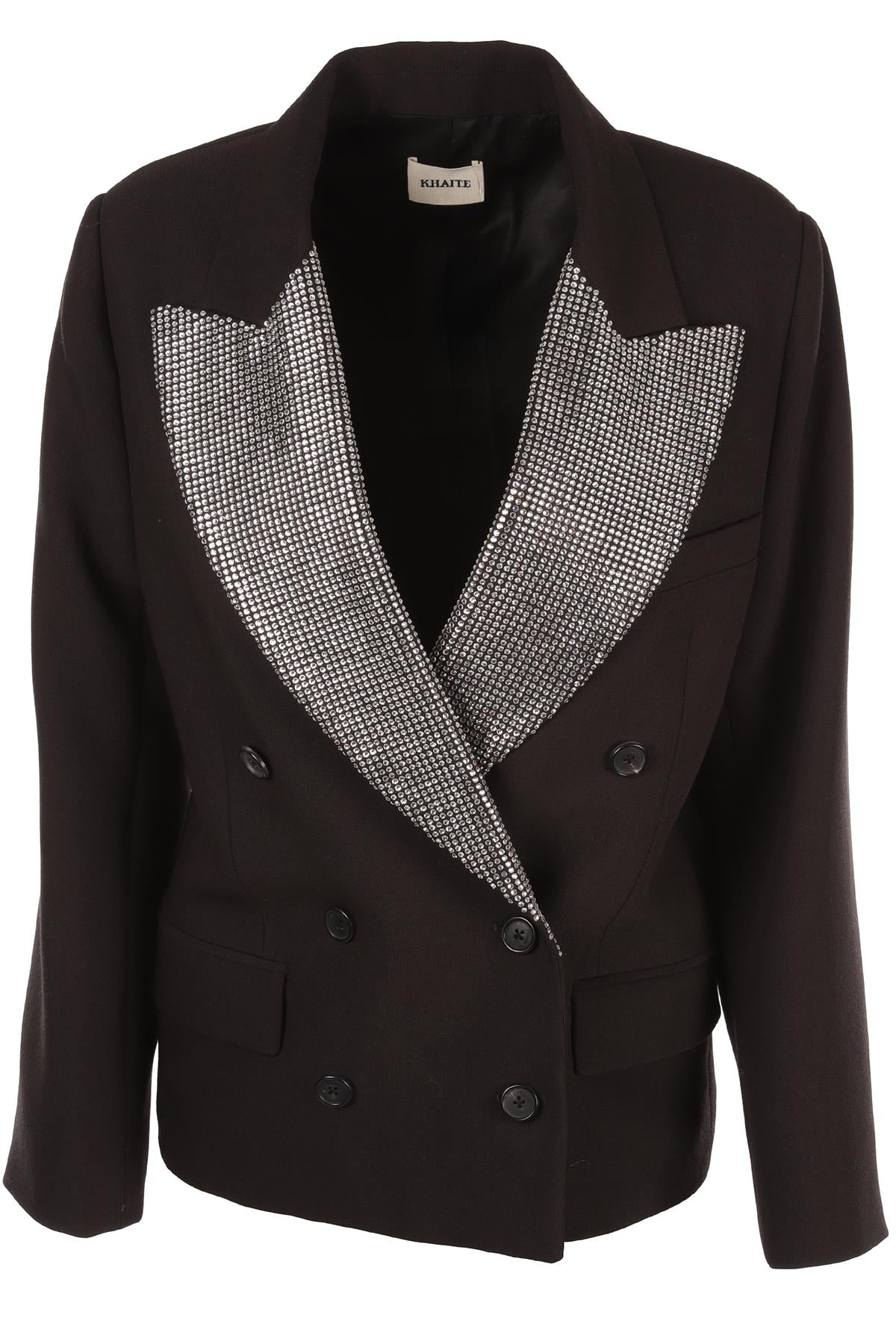 KHAITE BLACK CRYSTAL AND WOOL BLAZER SMALL