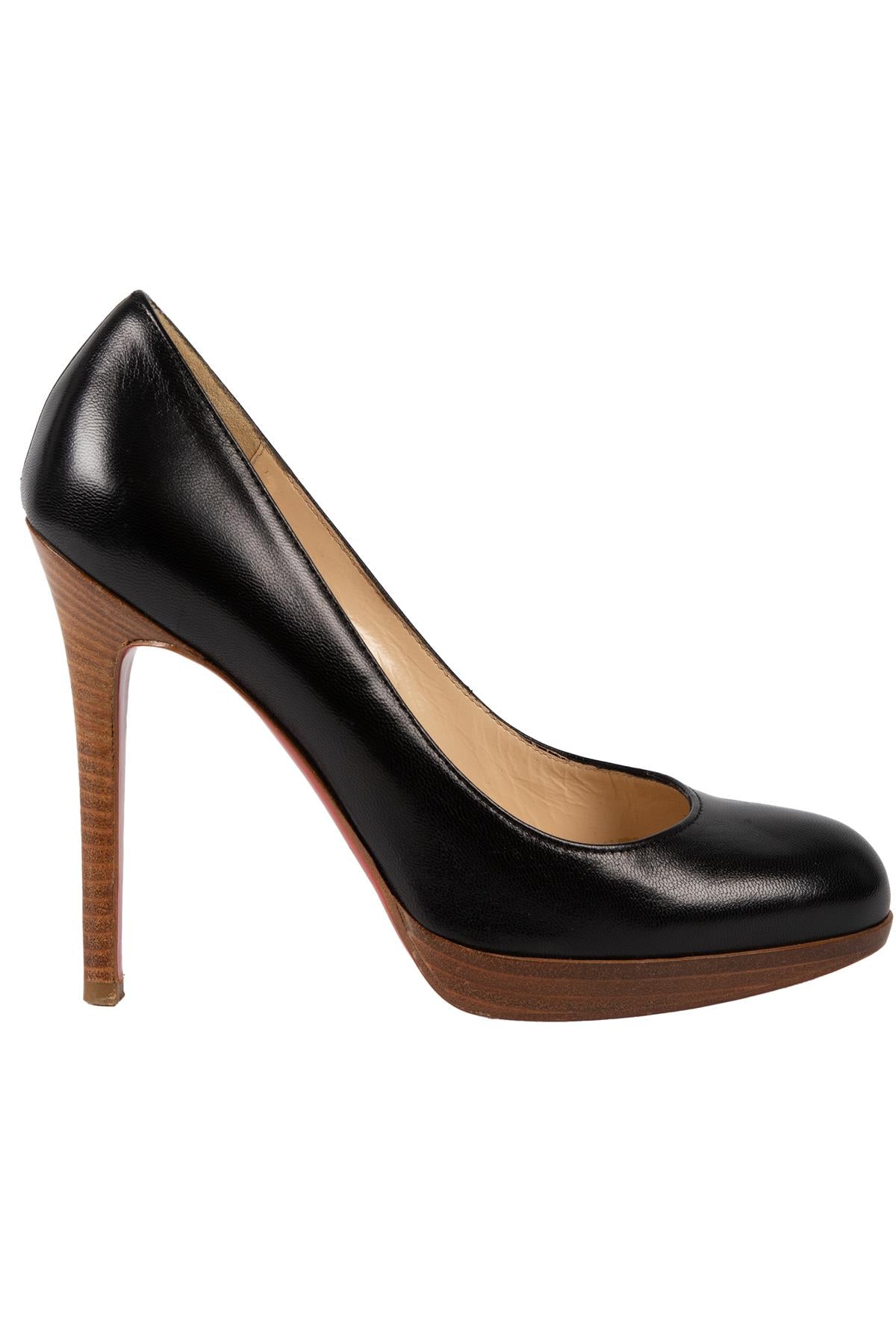 CHRISTIAN LOUBOUTIN BLACK LEATHER PUMPS  EU 35.5 UK 2.5 US 5.5