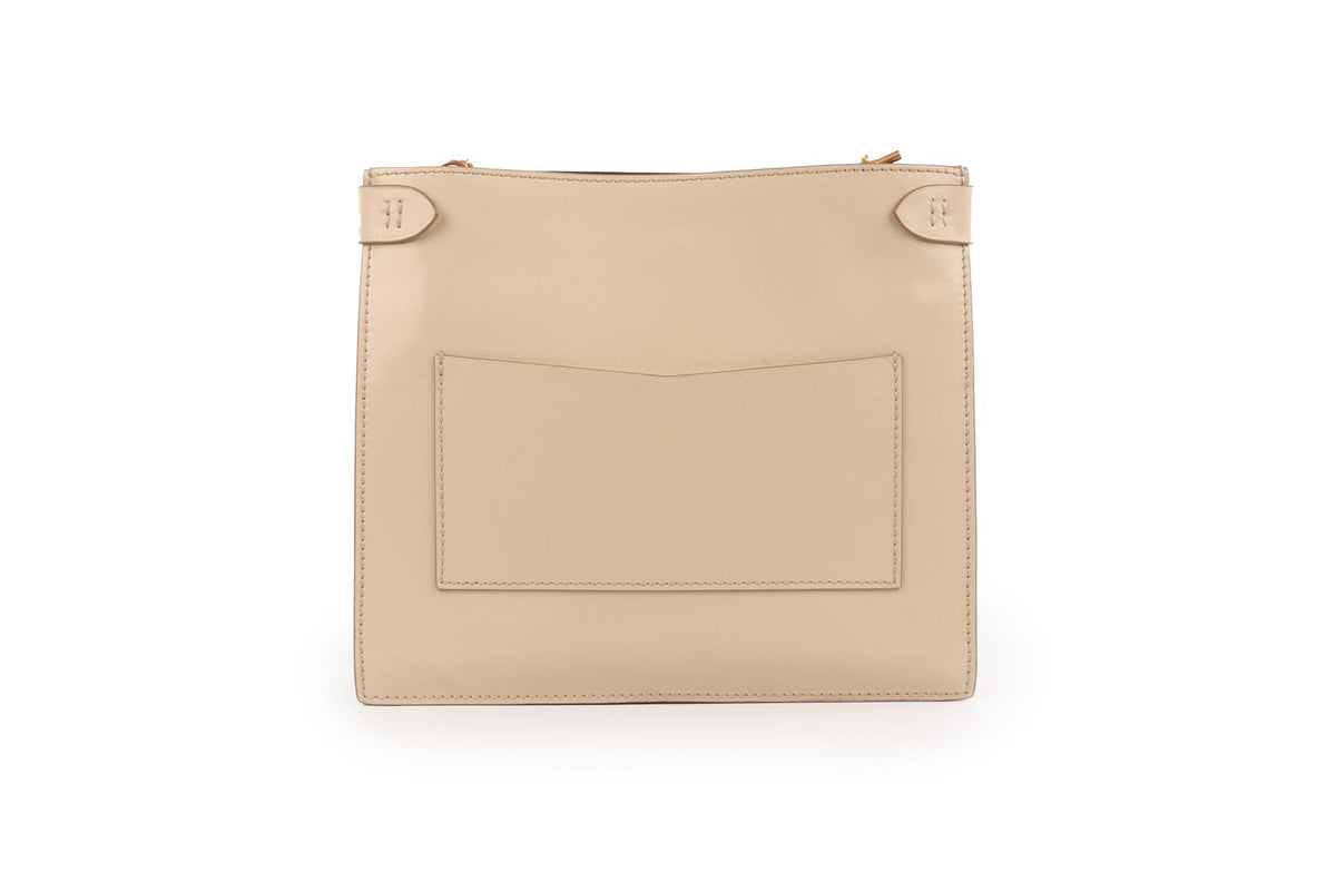 MÉTIER CREAM STOWAWAY PATENT LEATHER SHOULDER BAG