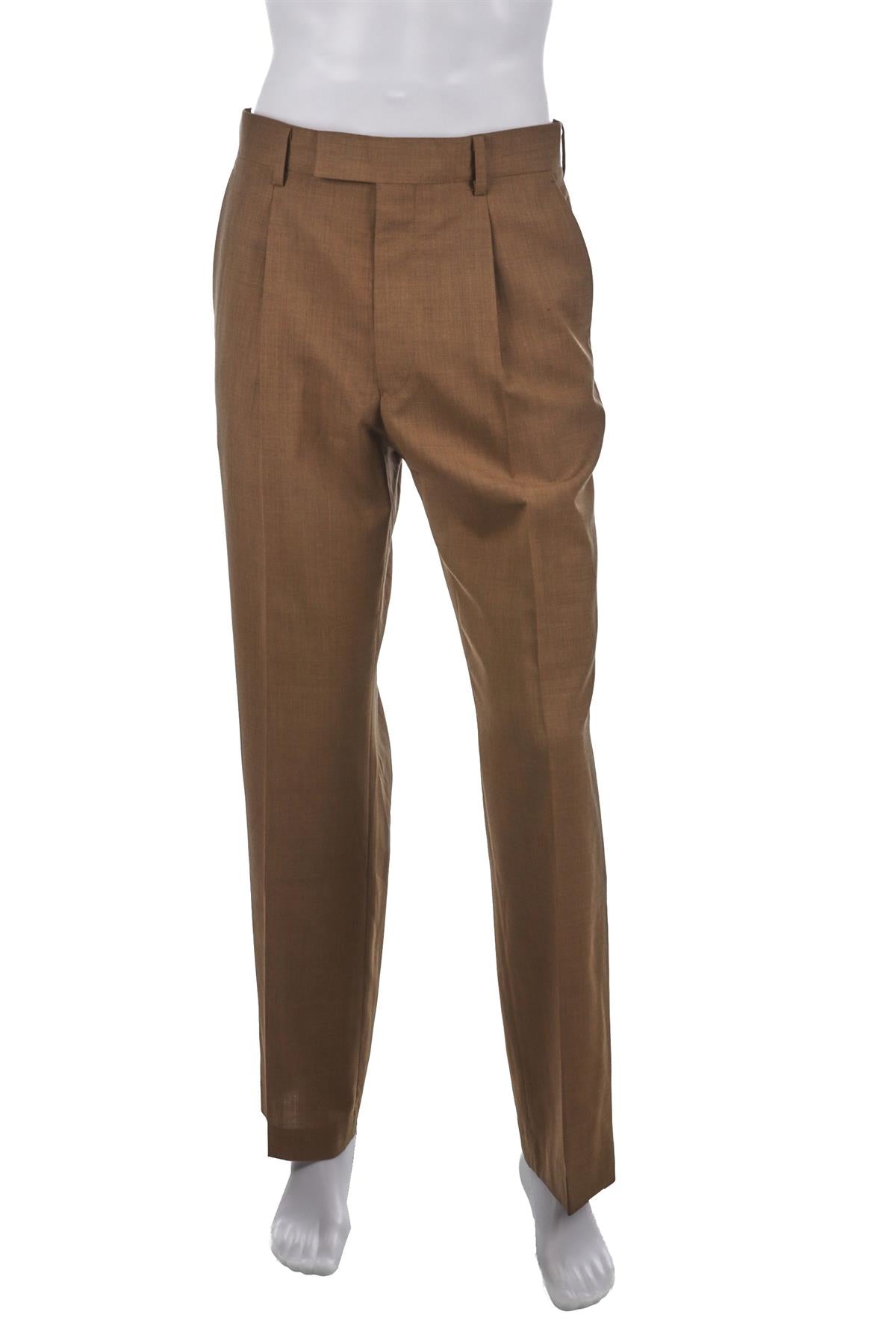 AURALEE BROWN MENS WOOL STRAIGHT LEG PANTS SMALL