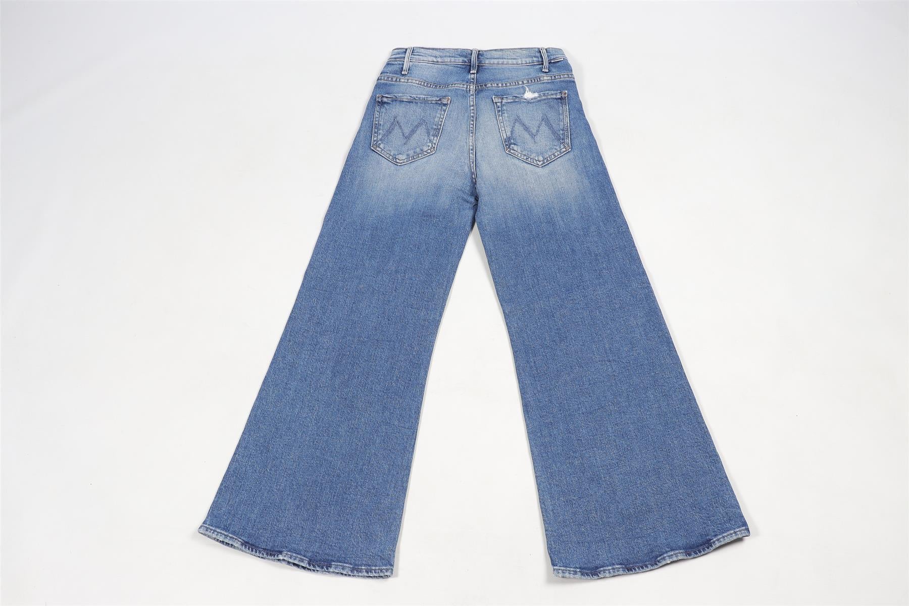 MOTHER BLUE RISE HIGH WIDE LEG JEANS W28 UK 10