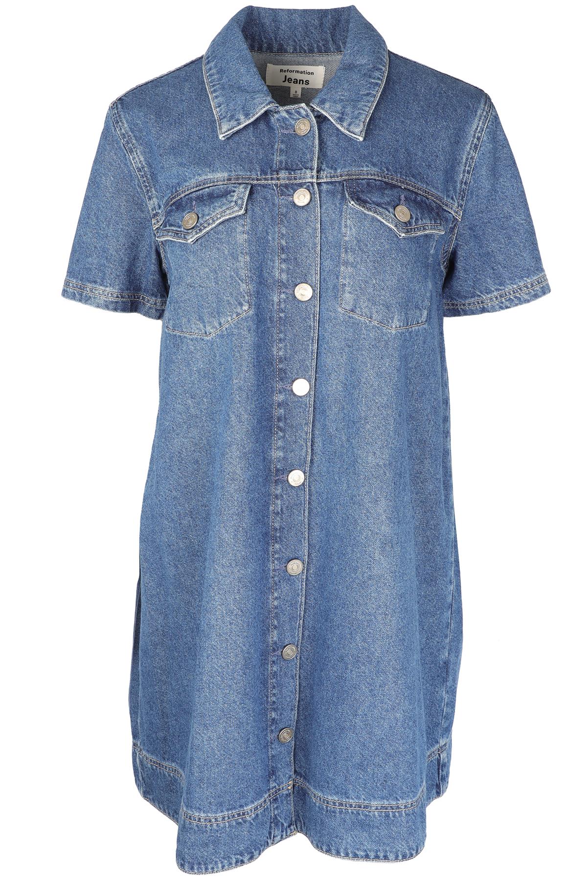 REFORMATION BLUE DENIM MINI DRESS US 8 UK 12