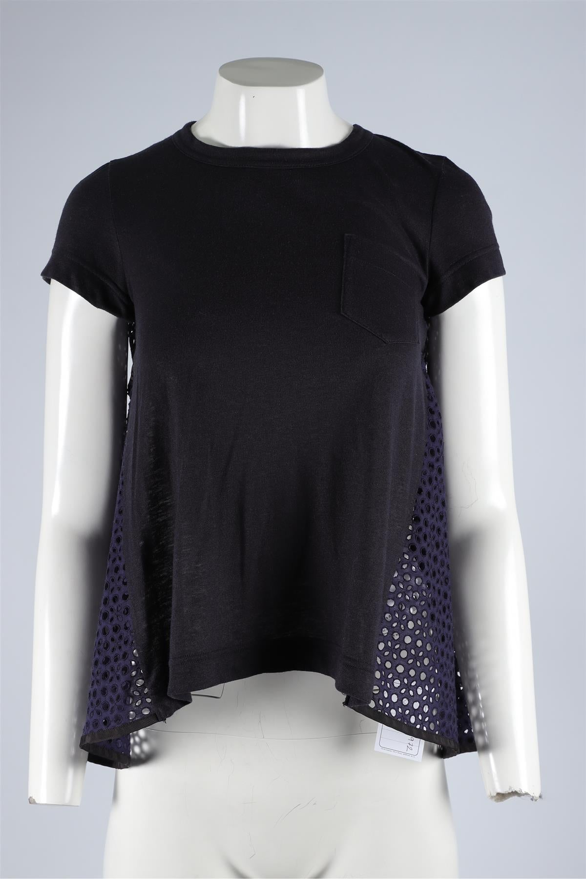 SACAI NAVY COTTON TOP UK 8