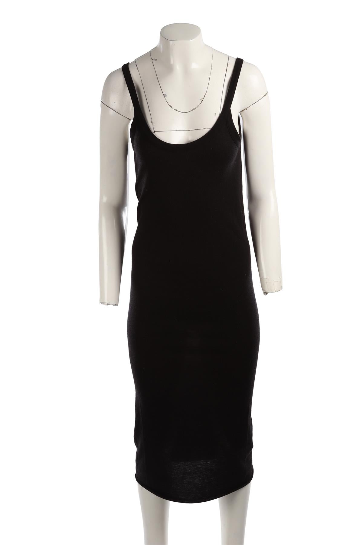 RICK OWENS LILES BLACK WOOL MAXI DRESS UK 12