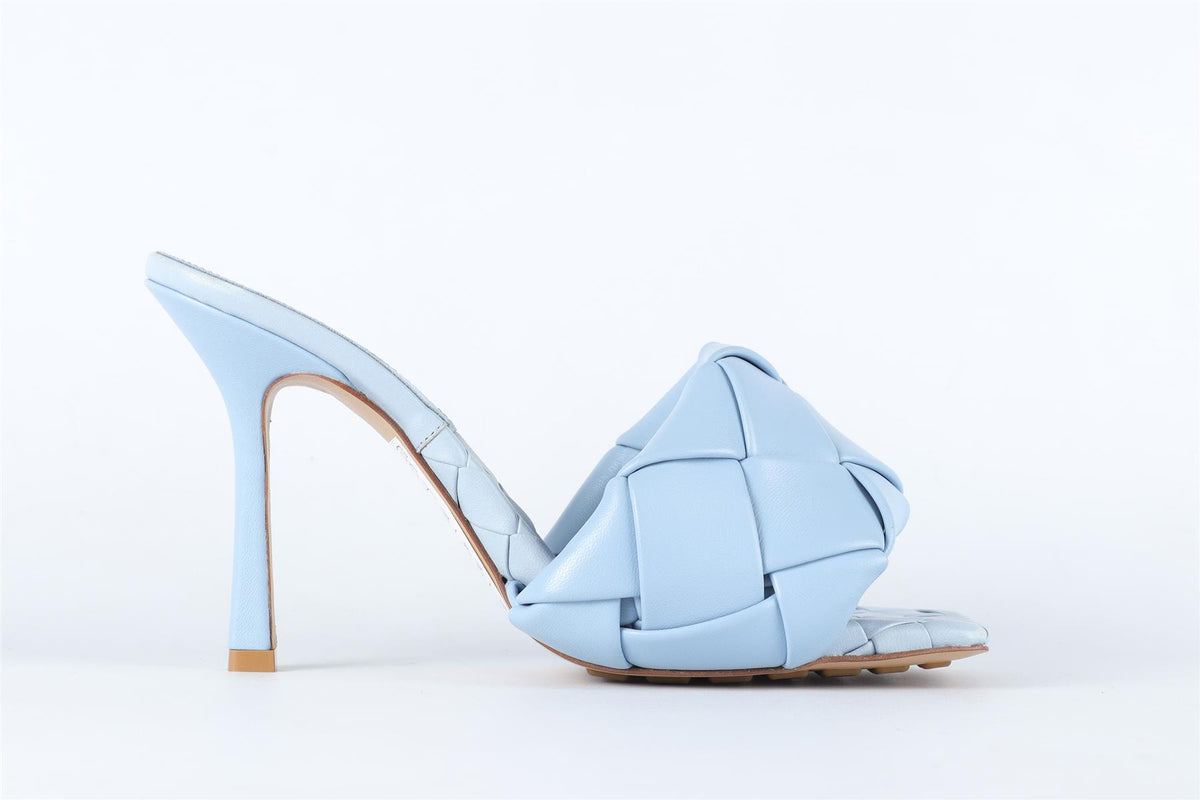 BOTTEGA VENETA BLUE INTRECCIATO LEATHER MULES EU 38 UK 5 US 8